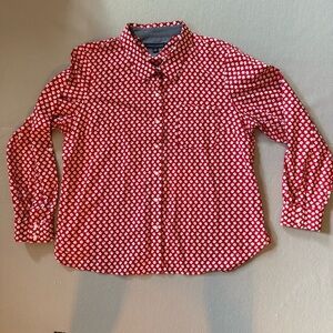 Tommy Hilfiger Red and White Casual Button Down Shirt